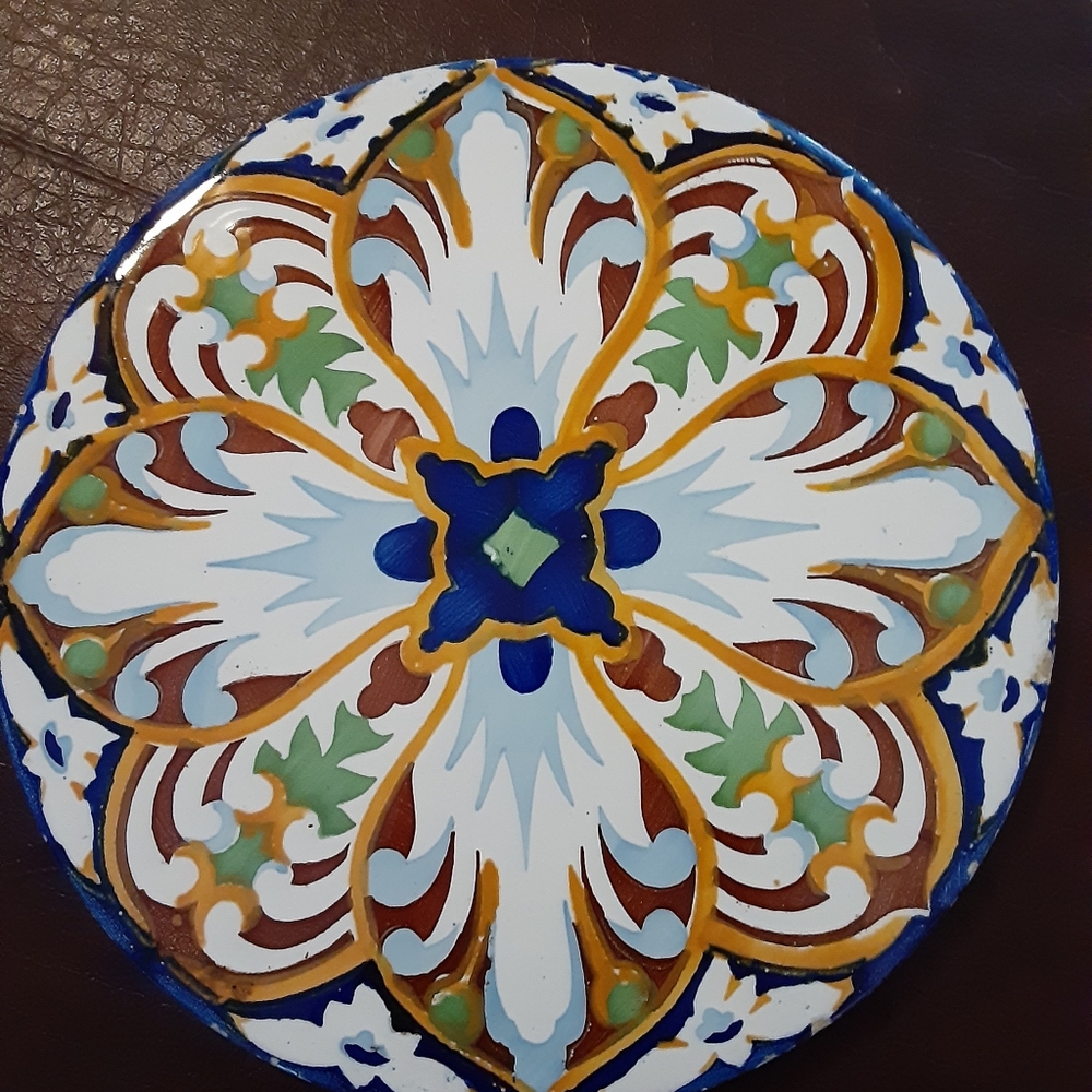 Trivet Ceramic painted with cork back